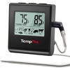 TempPro TP16 Large LCD Digital Meat Thermometer for Cooking, Smoking, Grilling, BBQ Food Temperature Indicator with Clock Timer and Stainless Steel Probe, Black(Previously ThermoPro)(Pure Black)