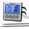 TempPro TP17 Dual Probe Digital Cooking Meat Thermometer Large LCD Backlight Food Grill Thermometer with Timer Mode for Smoker Kitchen Oven BBQ, Silver (Previously ThermoPro)(2-probes)