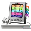 TempPro TP17 Dual Probe Digital Cooking Meat Thermometer Large LCD Backlight Food Grill Thermometer with Timer Mode for Smoker Kitchen Oven BBQ, Silver (Previously ThermoPro)(4-probes)