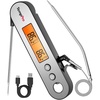 TempPro TempSwift Rechargeable Digital Meat Thermometer for Cooking | 2 Probes Food Thermometer with Stainless Steel Design, Cooking Thermometer with Alarm & Backlight for BBQ Grill Smoker Oven(Silver)