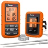 TempPro TempSync 500FT Wireless Meat Thermometer for Grilling and Smoking | RF Technology, 2 Probes, Alarms, Large Backlit LCD Display, Smoker BBQ Kitchen Food Thermometer for Meat Turkey Cooking Gift(Orange)