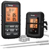 TempPro TempSync 500FT Wireless Meat Thermometer for Grilling and Smoking | RF Technology, 2 Probes, Alarms, Large Backlit LCD Display, Smoker BBQ Kitchen Food Thermometer for Meat Turkey Cooking Gift(Pitch-black)