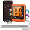 TempPro Wireless Meat Thermometer Digital for Grilling and Smoking, 2 Probes Bluetooth Meat Thermometer for Cooking, Rechargeable Smoker Accessories for BBQ Oven (Previously ThermoPro)(4 Probes)