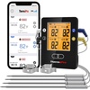 ThermoPro TP25 650FT Bluetooth Meat Thermometer with 4-Probes, Smart Rechargeable Wireless Meat Thermometer for Grilling, Smoker, Oven, Kitchen, BBQ Thermometer with Alarm, Temperature Graph, Black(Pitch Black)