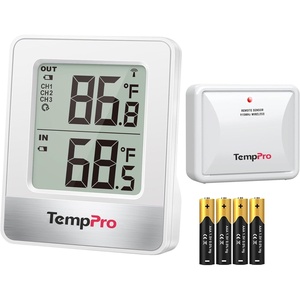 TempPro Indoor Outdoor Thermometer Wireless 500FT, Outside Greenhouse Thermometer with Temperature Sensor, Temperature Monitor for Patio Reptile House Home Baby Room (Previously ThermoPro) | Outside Greenhouse Thermometer with Temperature Sensor, Temperature Monitor for Patio Reptile House Home Baby Room(White In-outdoor Thermometer)