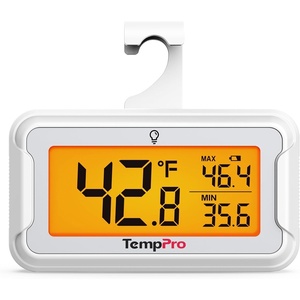 TempPro Refrigerator Thermometer 2 Pack with Large Backlit LCD Display, Waterproof Freezer Fridge Thermometer with Max/Min Record, Easy Battery Replacement for Room, Cooler (Previously ThermoPro)(1)