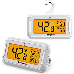 TempPro Refrigerator Thermometer 2 Pack with Large Backlit LCD Display, Waterproof Freezer Fridge Thermometer with Max/Min Record, Easy Battery Replacement for Room, Cooler (Previously ThermoPro)(2)