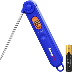 TempPro TP03B Digital Meat Thermometer for Cooking, Instant Read Thermometer with Backlight, Kitchen Food Thermometer for Grill Smoker BBQ Oil Deep Fry Candy Bread Coffee (Previously ThermoPro)(Blue)