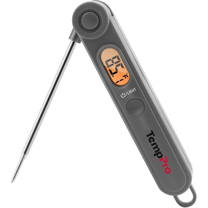 TempPro TP03B Digital Meat Thermometer for Cooking, Instant Read Thermometer with Backlight, Kitchen Food Thermometer for Grill Smoker BBQ Oil Deep Fry Candy Bread Coffee (Previously ThermoPro)(Grey)