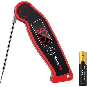 TempPro TP19 Waterproof Digital Meat Thermometer for Grilling with Ambidextrous Backlit & Thermocouple Instant Read Kitchen Cooking Food Thermometer for Candy Water Grill Smoker (Previously ThermoPro)(Bright Red)