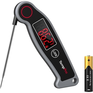 TempPro TP19 Waterproof Digital Meat Thermometer for Grilling with Ambidextrous Backlit & Thermocouple Instant Read Kitchen Cooking Food Thermometer for Candy Water Grill Smoker (Previously ThermoPro)(Grey)