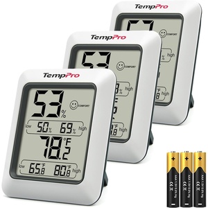 TempPro TP50 3 Pieces Digital Hygrometer Indoor Thermometer Room Thermometer and Humidity Gauge with Temperature Humidity Monitor (Previously ThermoPro)(White)