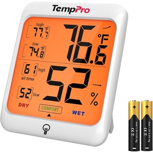TempPro TP53 2 Pack Digital Hygrometer Indoor Thermometer for Home, Temperature Humidity Meter with Comfort Indicator & Max Min Records, Backlit Display Room Thermometer (Previously ThermoPro)(1)
