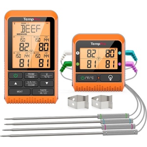 TempPro TP829 1000ft Wireless Meat Thermometer Digital for Grilling and Smoking, 4 Meat Probes Grill Thermometer for Outside Grill, Thermometer Cooking Gift for Dad Him Husband (Previously ThermoPro)(Four Probes)