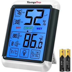 TempPro TempAir Indoor Outdoor Thermometer Digital Wireless Hygrometer | Temperature Humidity Monitor with Jumbo Touchscreen and Backlight Humidity Gauge,LCD(1)