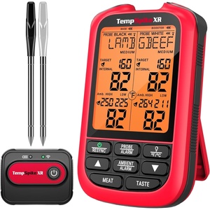 TempPro TempSpike 1000FT Wireless Meat Thermometer Digital with 2 Probes | RF Technology, Wire-Free IPX8 Probes, Alarms, Large Backlit LCD, Food Thermometer Cooking Turkey, Smoker, BBQ, Grill Gift(2000ft Red)