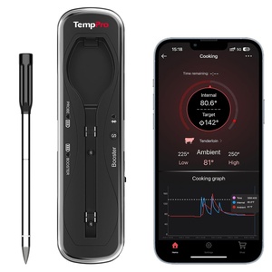 TempPro TempSpike 500ft Wireless Meat Thermometer with Upgraded Meat Probe | Bluetooth Meat Thermometer for Cooking Kitchen Oven Smoker, Rechargeable Wireless Thermometer for Backyard Grill BBQ Gifts(Black)