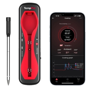 TempPro TempSpike 500ft Wireless Meat Thermometer with Upgraded Meat Probe | Bluetooth Meat Thermometer for Cooking Kitchen Oven Smoker, Rechargeable Wireless Thermometer for Backyard Grill BBQ Gifts(Dark Red)