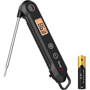 TempPro TempSwift 1 Sec Meat Thermometer Digital for Kitchen Cooking Food | 3.9 inches Long Probe, Calibration, Backlight, Bread Baking Sourdough Liquids Candy Making Accessories (Previously ThermoPro)(Pitch black)