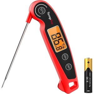 TempPro TempSwift Instant Read Meat Thermometer for Cooking | Waterproof Digital Food Thermometer with Large Backlit LCD, Kitchen Thermometer for Grilling, Smoking & Candy Making(Red)
