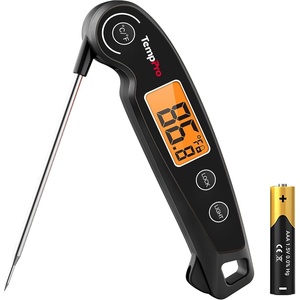 TempPro TempSwift Instant Read Meat Thermometer for Cooking | Waterproof Digital Food Thermometer with Large Backlit LCD, Kitchen Thermometer for Grilling, Smoking & Candy Making(Black)