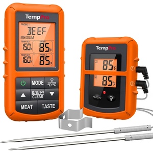 TempPro TempSync 500FT Wireless Meat Thermometer for Grilling and Smoking | RF Technology, 2 Probes, Alarms, Large Backlit LCD Display, Smoker BBQ Kitchen Food Thermometer for Meat Turkey Cooking Gift(Orange)