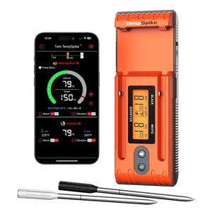 TempSpike 600 ft Wireless Meat Thermometer with Ultra-Thinner Probe, Bluetooth Meat Thermometer with Standalone LCD Booster for BBQ Grill Smoker Rotisserie Sous Vide(2 probes)